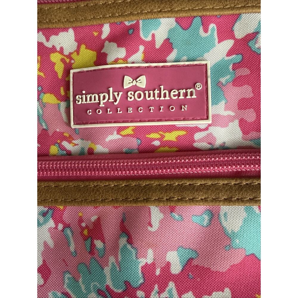 Simply Southern PINK TURQUOISE Floral CROSSBODY Purse 10” X 8” - Picture 2 of 11